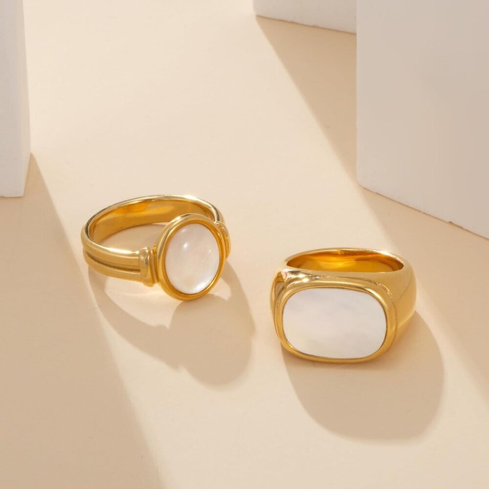 Gold Ring Women Chic Non Tarnish Chunky Jewelry Gift Stainless Steel 7 - Picture 9 of 9